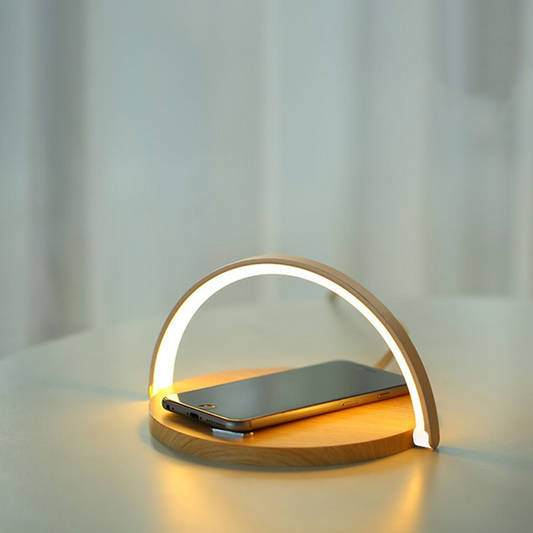 Side Table Lamp with Bluetooth & Wireless Mobile Charger